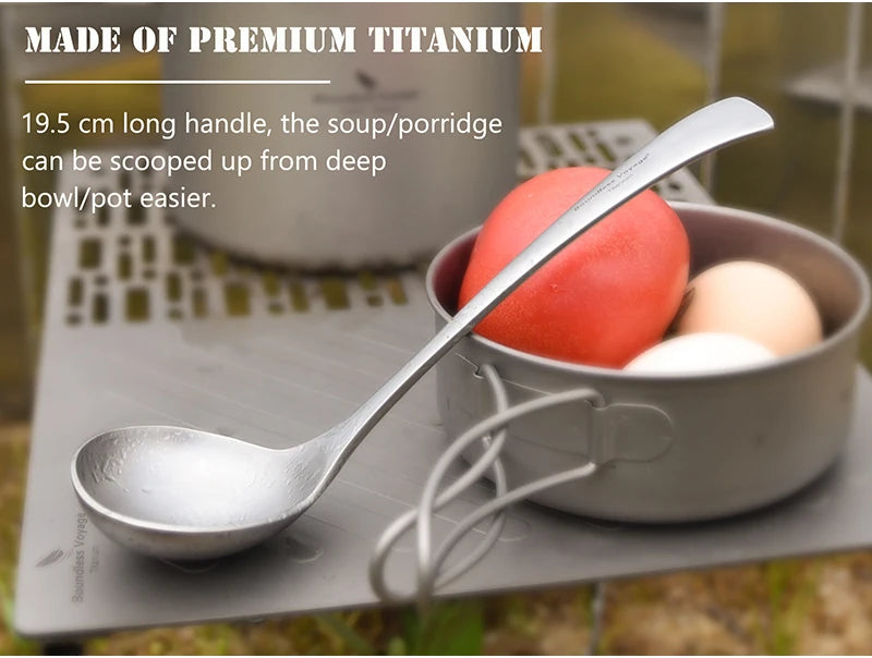 Boundless Voyage Titanium Long-Handle Soup Ladle – Ultra-Durable Cooking Spoon