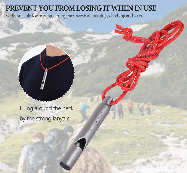 Boundless Voyage Titanium Emergency Survival Whistle – Ultra-Light & Loud