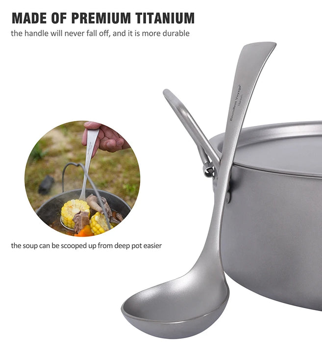 Boundless Voyage Titanium Long-Handle Soup Ladle – Ultra-Durable Cooking Spoon