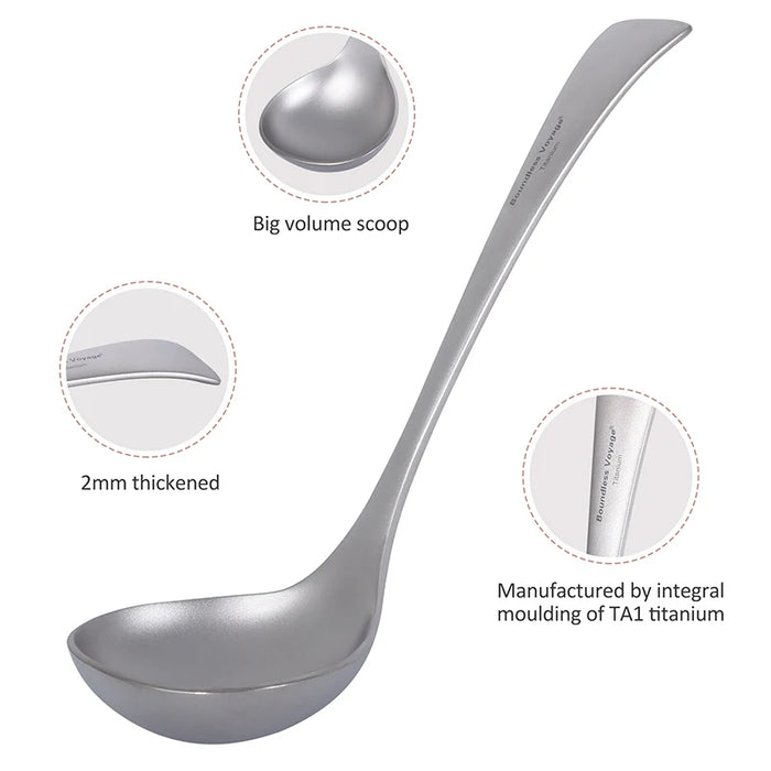 Boundless Voyage Titanium Long-Handle Soup Ladle – Ultra-Durable Cooking Spoon