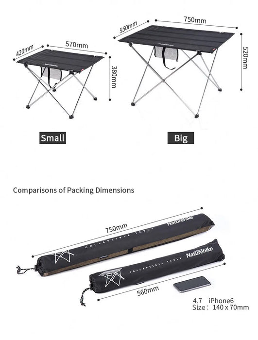 Naturehike Camping Table – Ultralight Folding Aluminum Table for Camping, Picnic & Outdoor Use