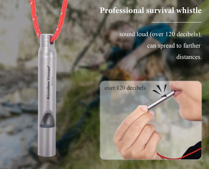 Boundless Voyage Titanium Emergency Survival Whistle – Ultra-Light & Loud