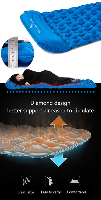 Boundless Voyage Single Inflatable Mattress with Pillow – Camping Sleeping Pad