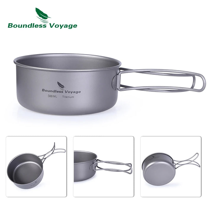 Boundless Voyage Titanium Bowl Pot Set – Ultralight Camping Cookware (1000ml + 500ml)