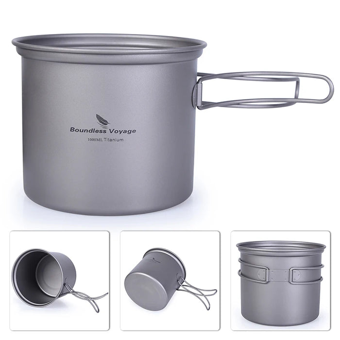 Boundless Voyage Titanium Bowl Pot Set – Ultralight Camping Cookware (1000ml + 500ml)