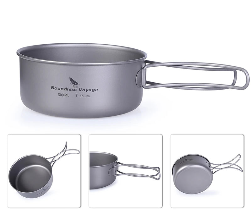 Boundless Voyage Titanium Bowl Pot Set – Ultralight Camping Cookware (1000ml + 500ml)