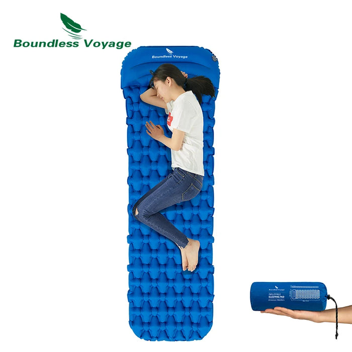 Boundless Voyage Single Inflatable Mattress with Pillow – Camping Sleeping Pad