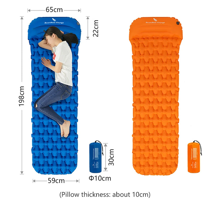 Boundless Voyage Single Inflatable Mattress with Pillow – Camping Sleeping Pad