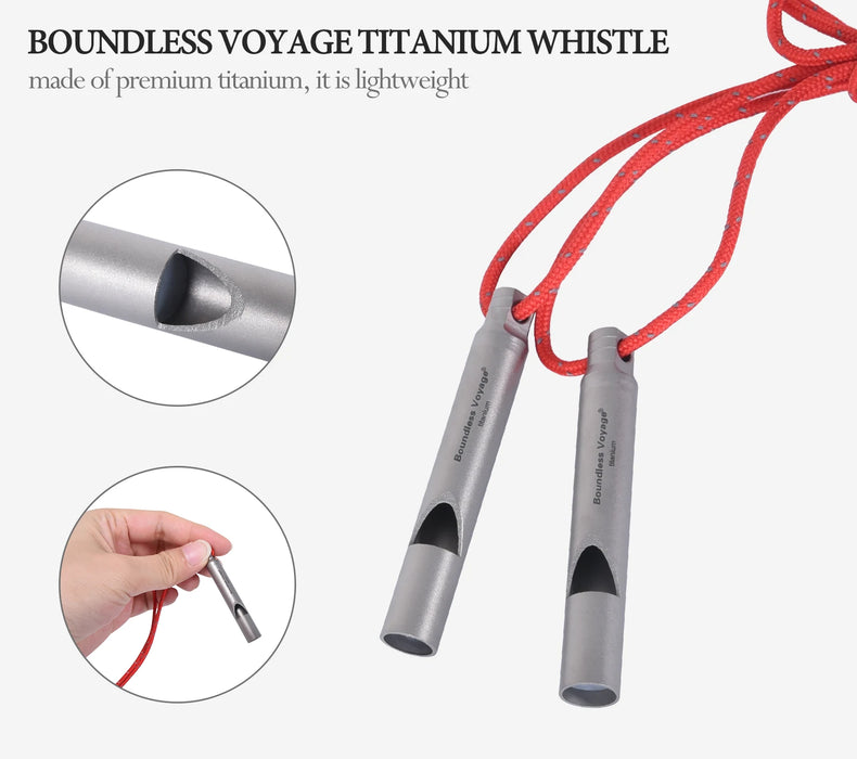 Boundless Voyage Titanium Emergency Survival Whistle – Ultra-Light & Loud