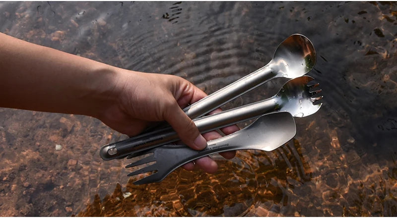 Boundless Voyage Outdoor Titanium Long-Handled Spoon & Spork Set – Ultralight Camping Tableware