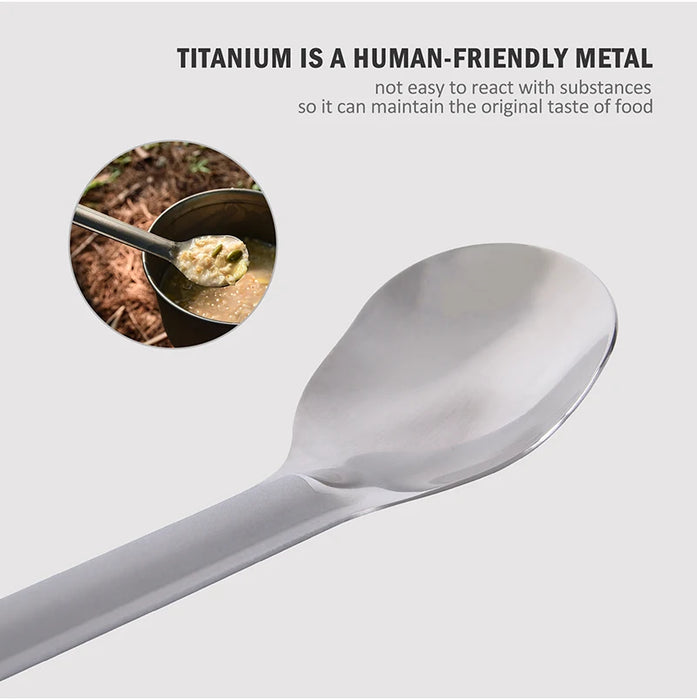 Boundless Voyage Outdoor Titanium Long-Handled Spoon & Spork Set – Ultralight Camping Tableware