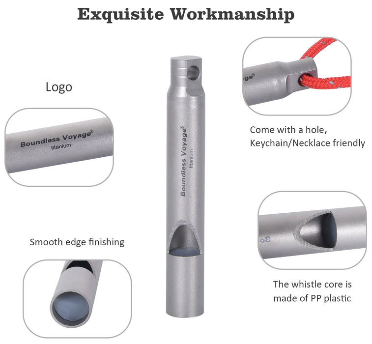 Boundless Voyage Titanium Emergency Survival Whistle – Ultra-Light & Loud