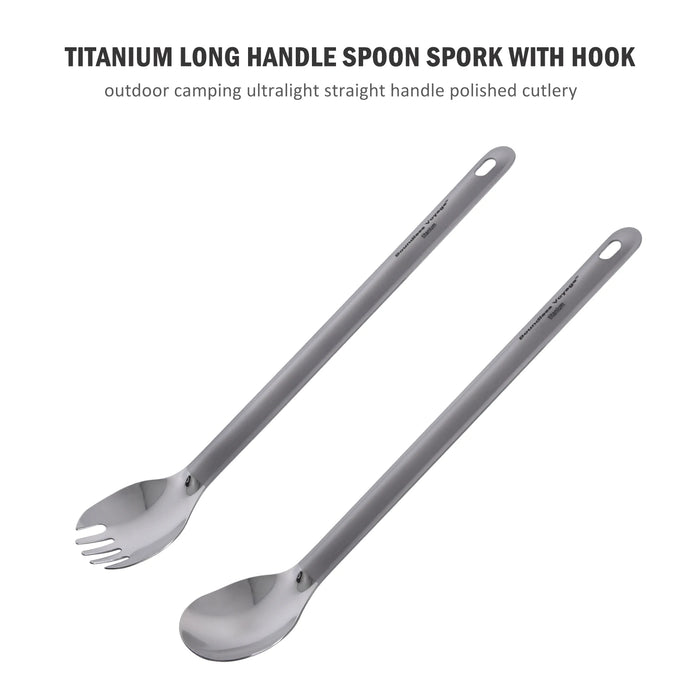 Boundless Voyage Outdoor Titanium Long-Handled Spoon & Spork Set – Ultralight Camping Tableware