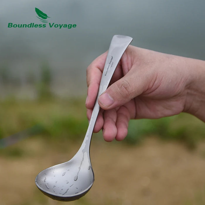 Boundless Voyage Titanium Long-Handle Soup Ladle – Ultra-Durable Cooking Spoon