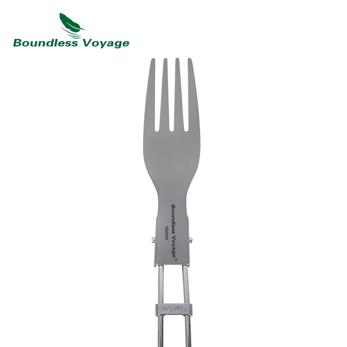 Boundless Voyage Titanium Folding Spoon, Spork & Fork Set – Ultralight Camping Cutlery