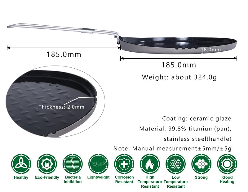 Boundless Voyage Titanium Nonstick Frying Pan – Lightweight & Durable for Camping & Outdoor Cooking