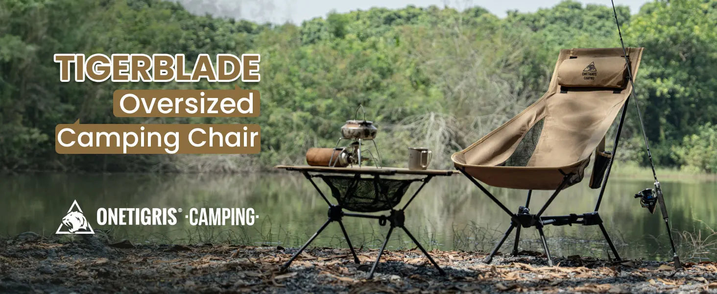 OneTigris Tigerblade High Back Camping Chair – Foldable & Comfortable Outdoor Chair with Pillow