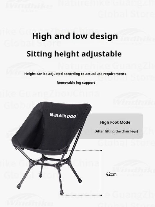 Naturehike BLACKDOG Moon Chair – Adjustable Height, Wide Seat & Ultra-Lightweight Camping Chair