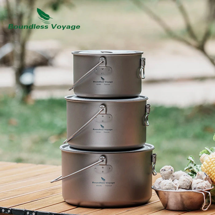 Boundless Voyage Titanium Camping Pot – Ultra-Light & Large Capacity Outdoor Cooking Pot