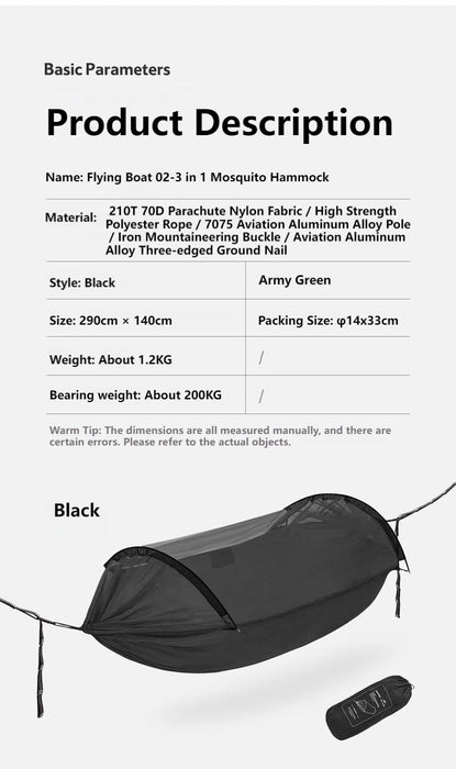 Naturehike Mosquito-Proof Hammock – Portable Camping Swing Bed with Mosquito Net (200kg Capacity)