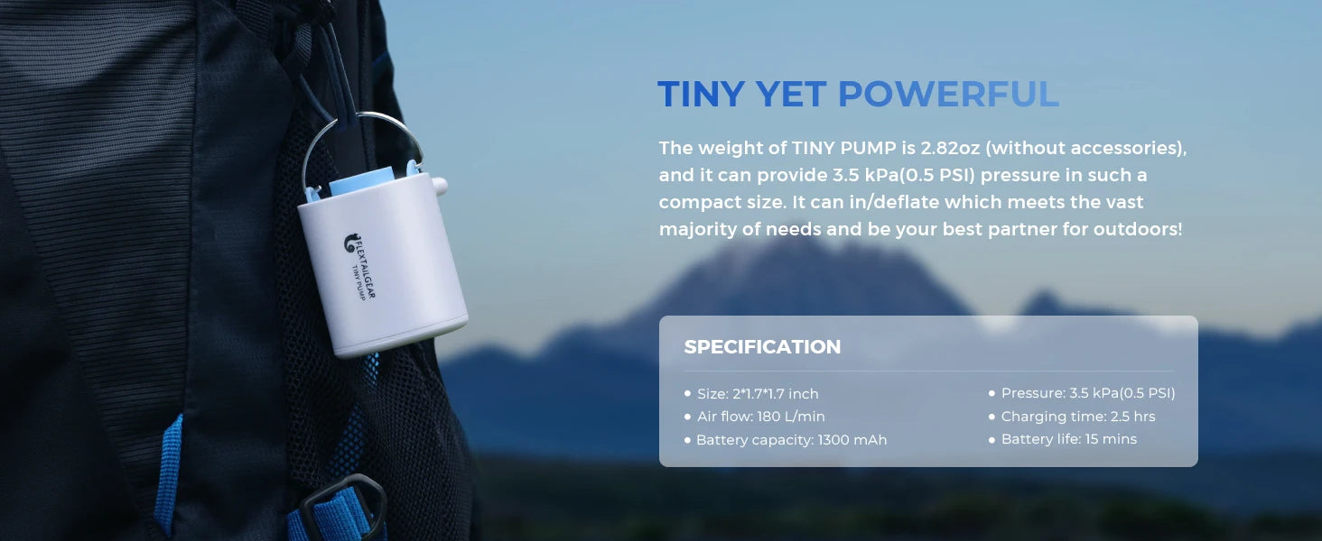 FLEXTAIL TINY PUMP – Portable Rechargeable Mini Air Pump for Camping, Mattresses & Vacuum Bags