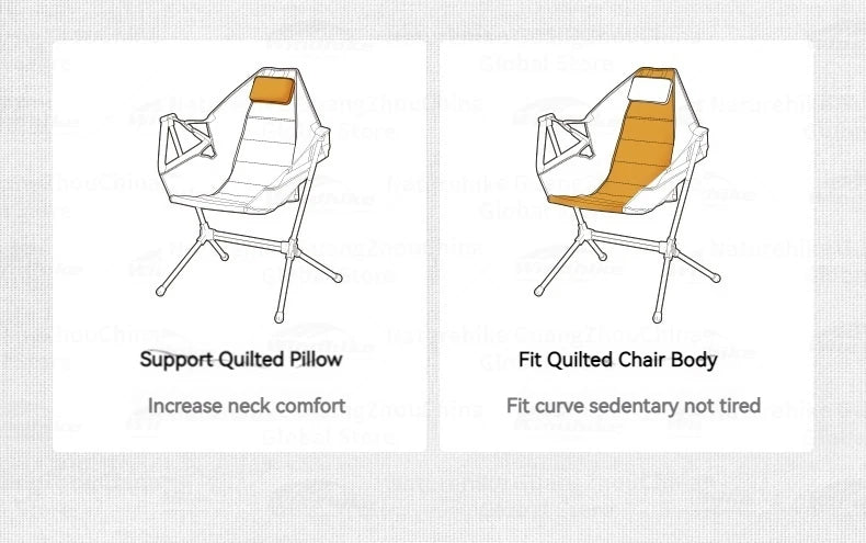 Naturehike Foldable Rocking Chair – Adjustable, Lightweight & Portable Camping Armchair with Backrest and Pillow