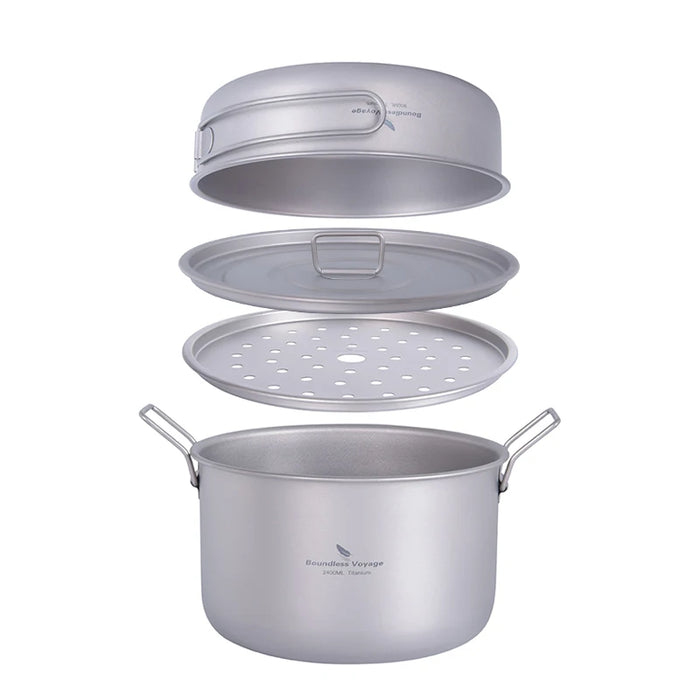 Boundless Voyage Titanium Camping Cookware Mess Kit – Lightweight Pot & Pan Set