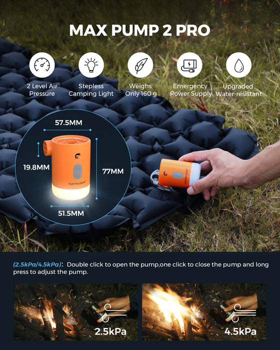 FLEXTAIL MAX PUMP 2 PRO – Portable Air Pump, Inflator with Camping Light & Emergency Power Supply