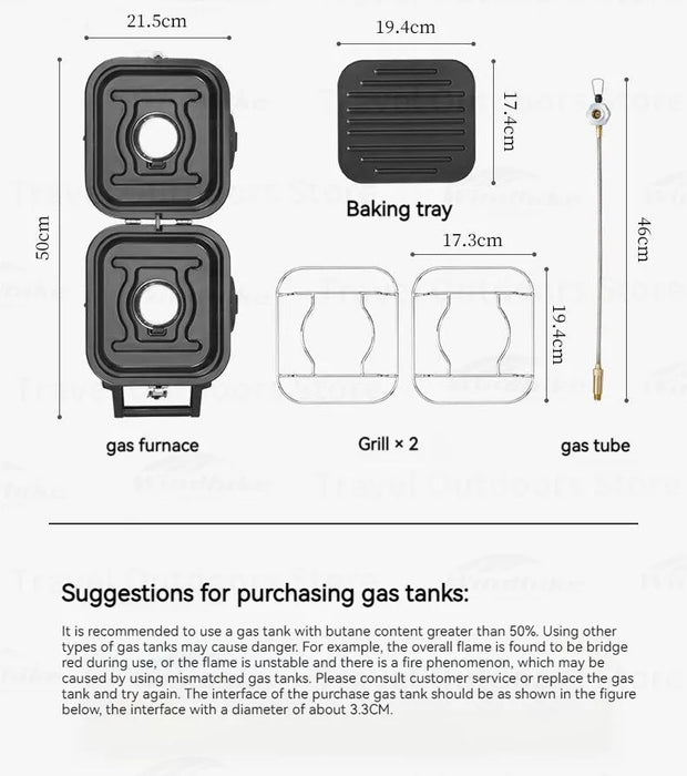 Naturehike Folding Double Fire Gas Stove – 2300W High-Power Portable Camping Burner