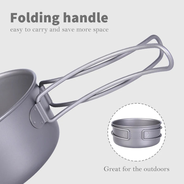 Boundless Voyage Titanium Bowl Pot Set – Ultralight Camping Cookware (1000ml + 500ml)