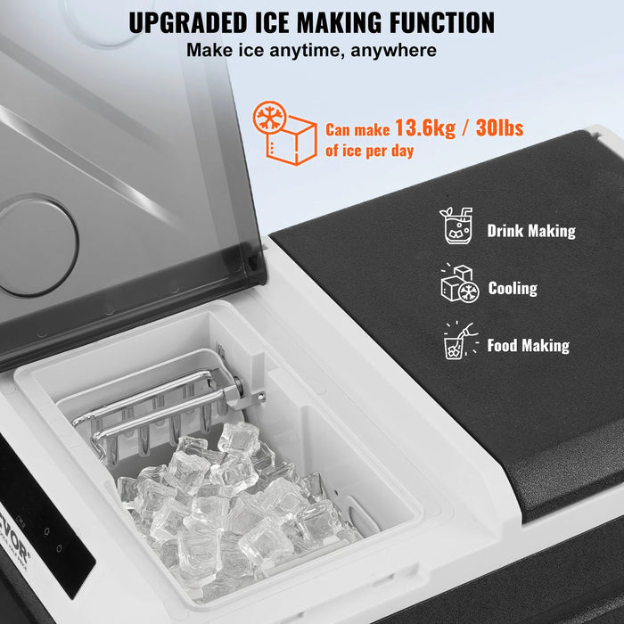 VEVOR 38 Qt Car Armrest Refrigerator – 12V Freezer & Ice Maker for Camping & Travel