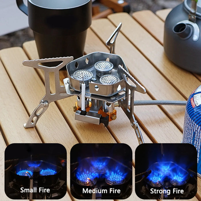 5800W Portable Camping Gas Stove – Windproof 3-Head High-Power Burner | Foldable & Lightweight Outdoor Cooking Gear