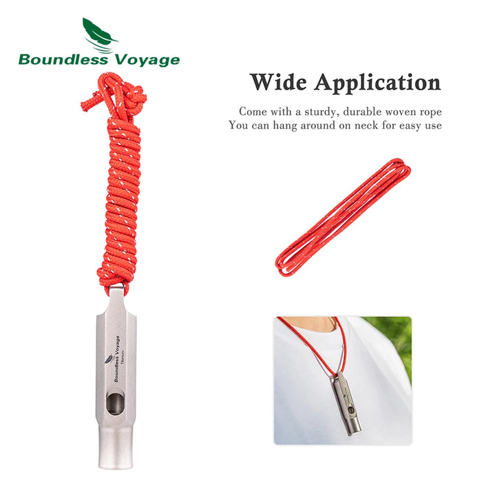 Boundless Voyage Titanium Emergency Survival Whistle with Lanyard – Compact & Durable