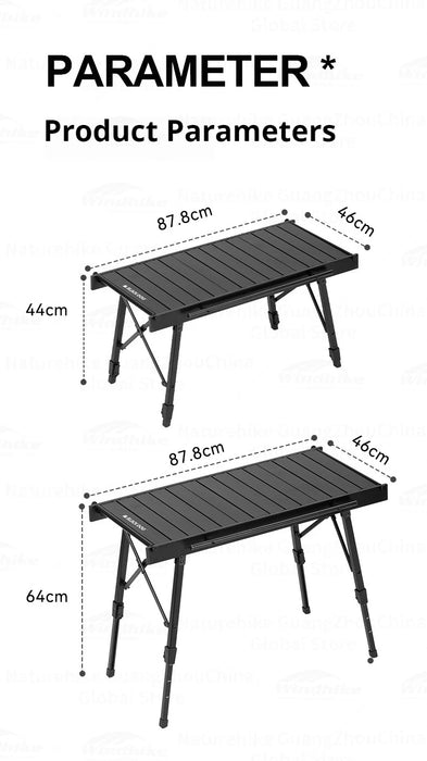 Naturehike BLACKDOG IGT Folding Camping Table – Adjustable Aluminum Alloy Portable Outdoor Table