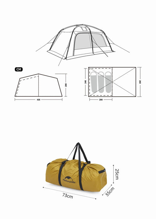 Naturehike Dune 10.9 Camping Tent – Spacious 4-6 Person Tent with Living Room & Bedroom