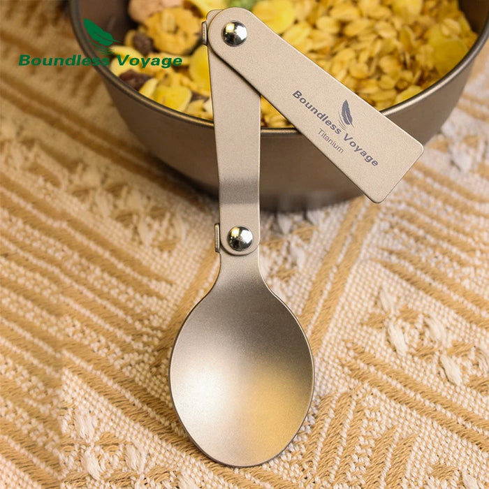 Boundless Voyage Titanium Folding Spoon – Lightweight & Portable Travel Utensil