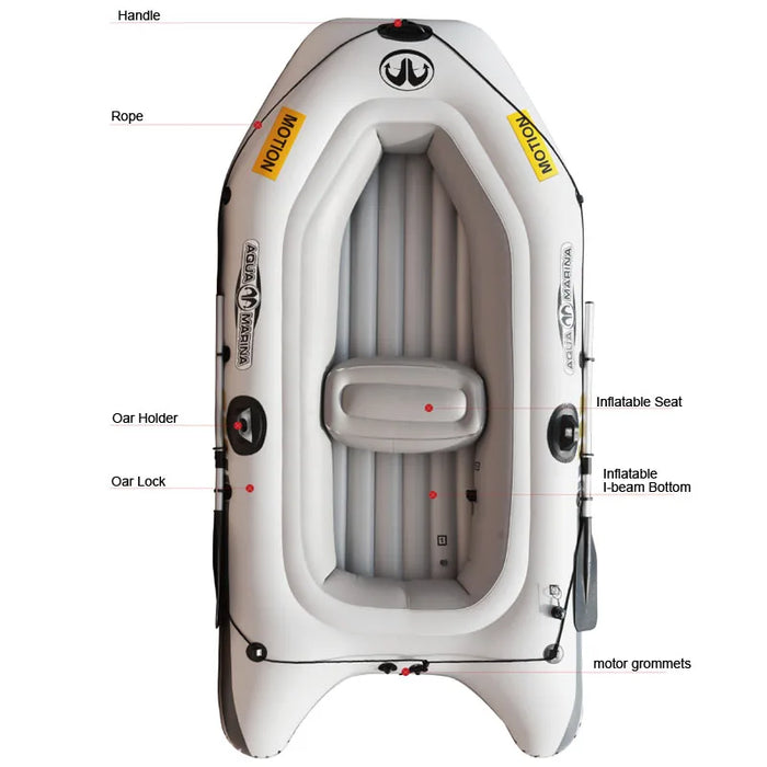 Aqua Marina MOTION Inflatable Fishing Boat | 2-Person PVC Dinghy with Paddle & Motor Mount Option