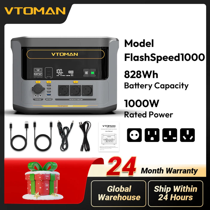 VTOMAN FlashSpeed 1000 Portable Power Station | 828Wh LiFePO4 Battery | 1000W (2000W Peak)