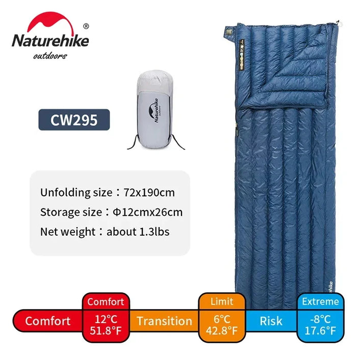 Naturehike CW280 & CWM400 Ultralight Down Sleeping Bag – Waterproof, Compact & Warm for Camping & Winter Use