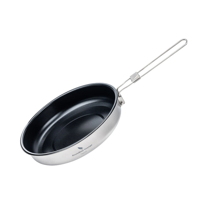 Boundless Voyage 18.8/22CM Titanium Non-Stick Camping Frying Pan with Folding Handle