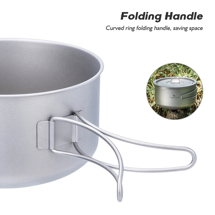 Boundless Voyage Titanium Camping Pot – Ultralight Outdoor Cooking Pot with Lid & Folding Handle