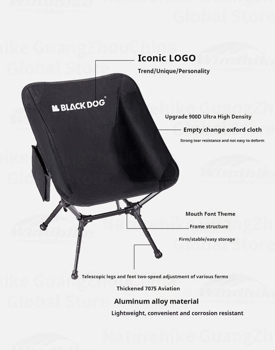 Naturehike BLACKDOG Moon Chair – Adjustable Height, Wide Seat & Ultra-Lightweight Camping Chair