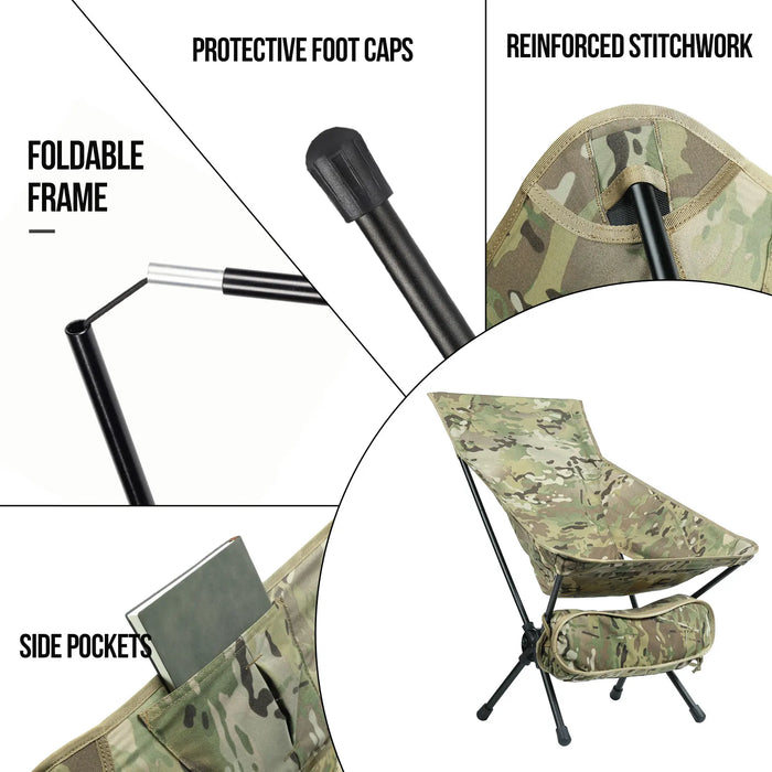 OneTigris Portable Camping Chair – High Back Folding Chair for Outdoor & Indoor Use