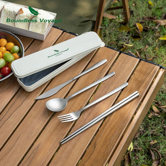 Boundless Voyage Titanium Dinner Set – Lightweight Camping Cutlery Set