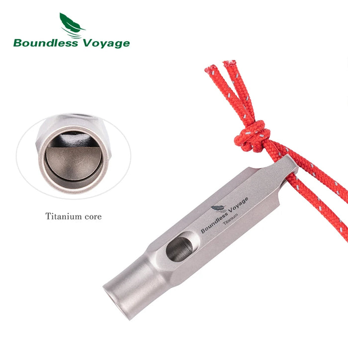 Boundless Voyage Titanium Emergency Survival Whistle with Lanyard – Compact & Durable