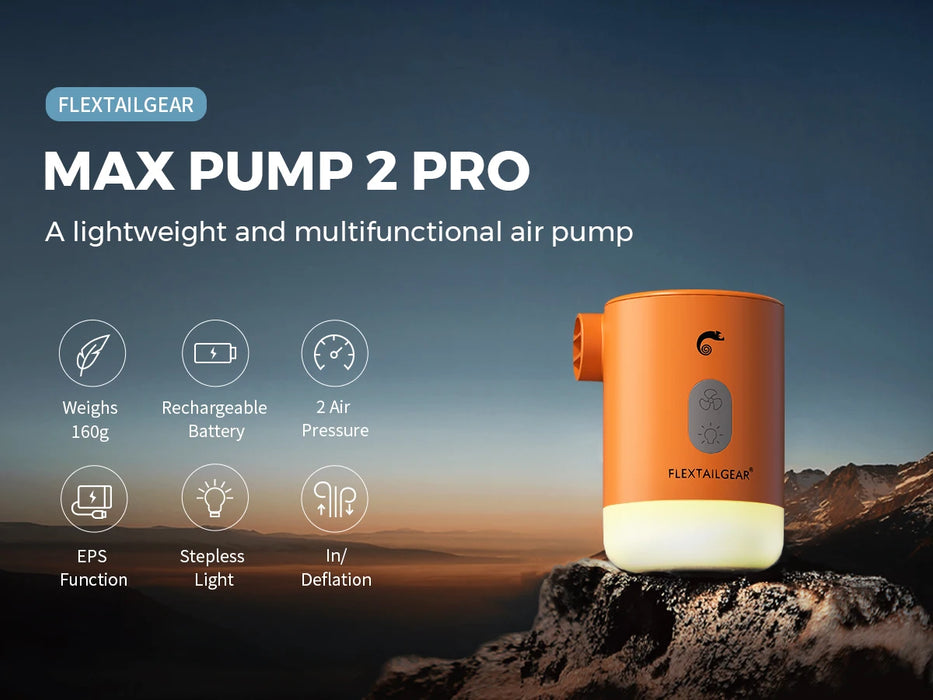 FLEXTAIL MAX PUMP 2 PRO – Portable Air Pump, Inflator with Camping Light & Emergency Power Supply