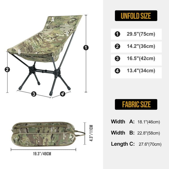 OneTigris Portable Camping Chair – High Back Folding Chair for Outdoor & Indoor Use