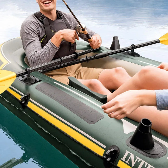 INTEX SEAHAWK 2 Inflatable Fishing Boat – 2-Person PVC Boat with Motor Mount & Accessories