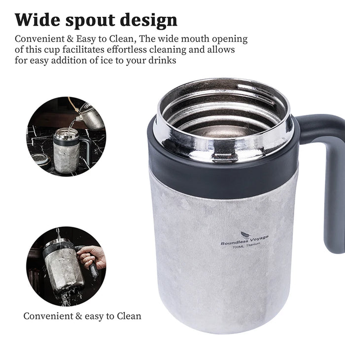 Boundless Voyage 0.7L Titanium Double-Walled Travel Mug – Insulated Coffee & Tea Cup