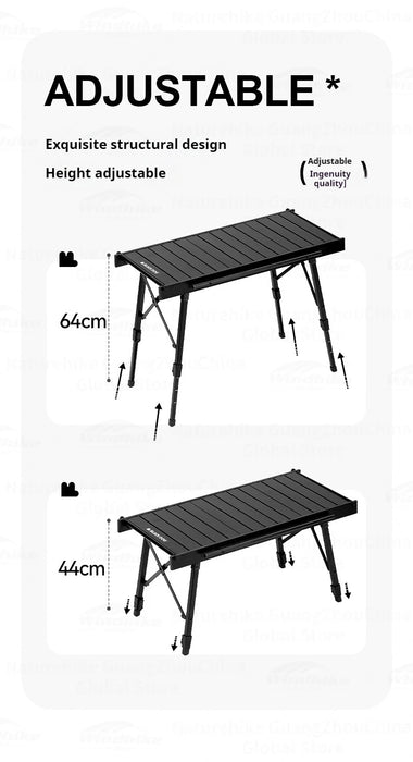 Naturehike BLACKDOG IGT Folding Camping Table – Adjustable Aluminum Alloy Portable Outdoor Table